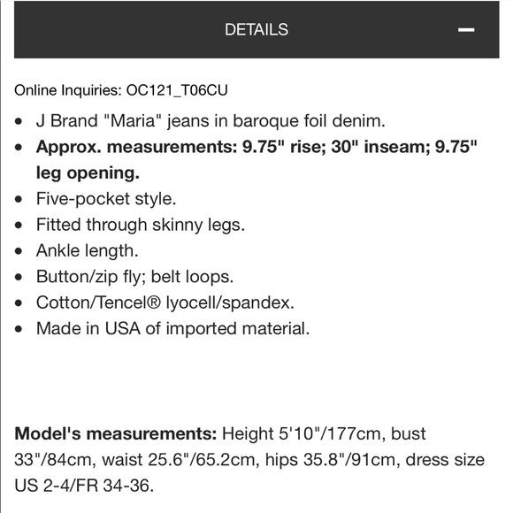 🌟NWT J BRAND MARIA JEANS IN BAROQUE FOIL - Picture 5 of 15